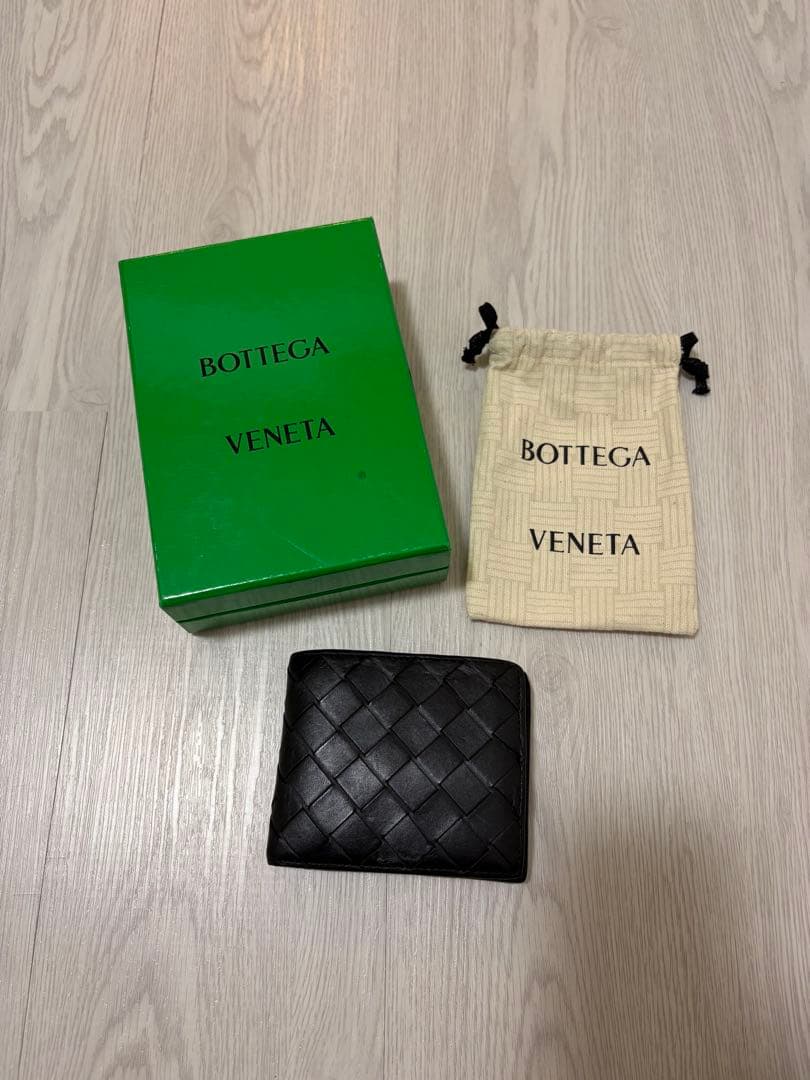 ボッテガ 二つ折り財布 イントレチャート 黒