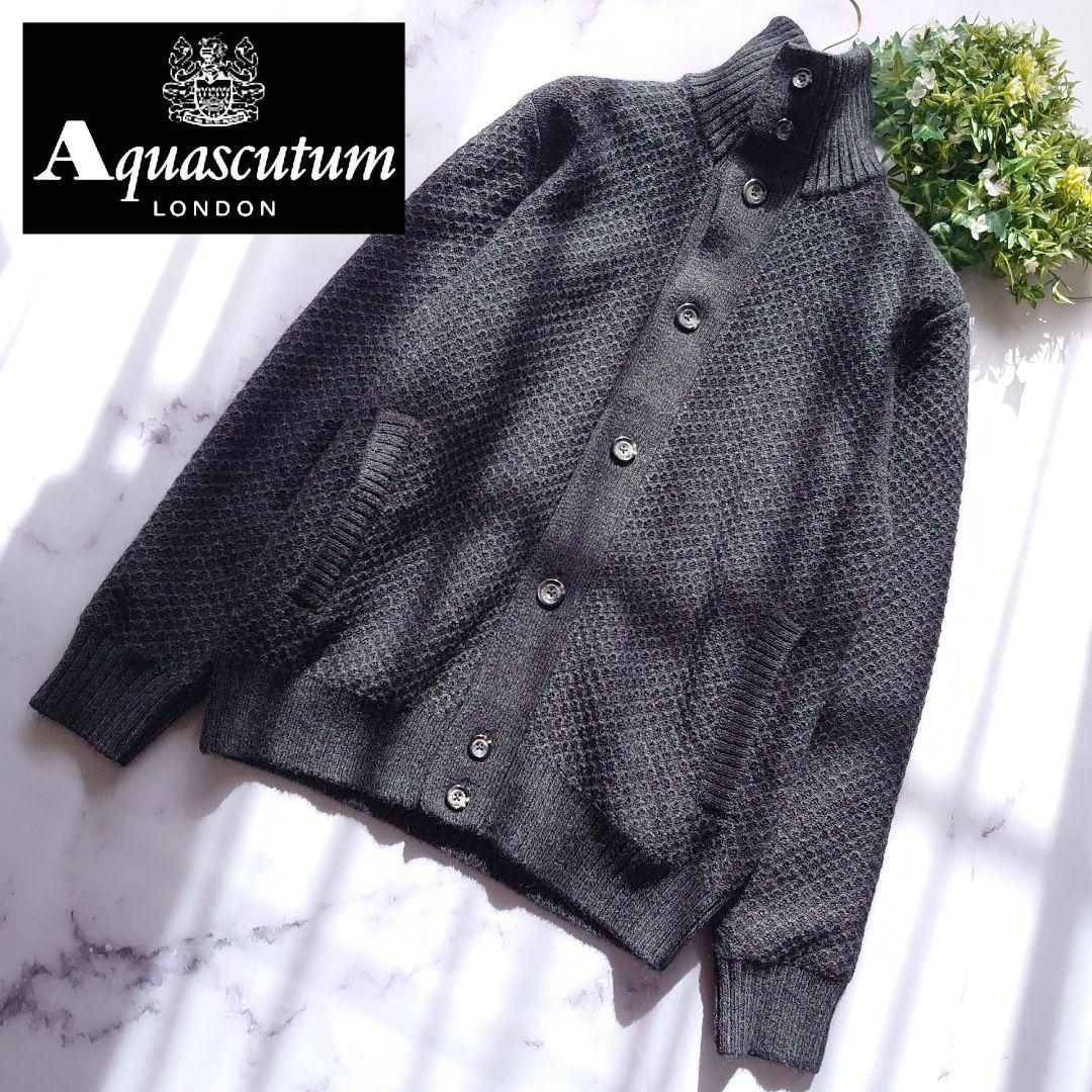アクアスキュータム アルパカ ニットブルゾン ハイネック L カーディガン