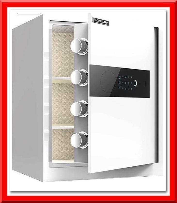 電子金庫 タッチパネル 指紋認証 アラーム機能付き 壁付け対応(45cm：白)