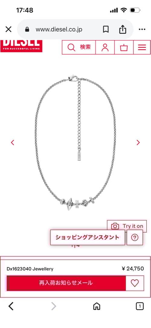 【正規品】DIESEL シルバーネックレス