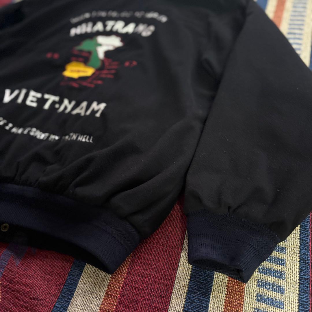 希少L★90sベトジャン【天国と地獄】スーベニアジャケット 刺繍 虎福 地図 黒