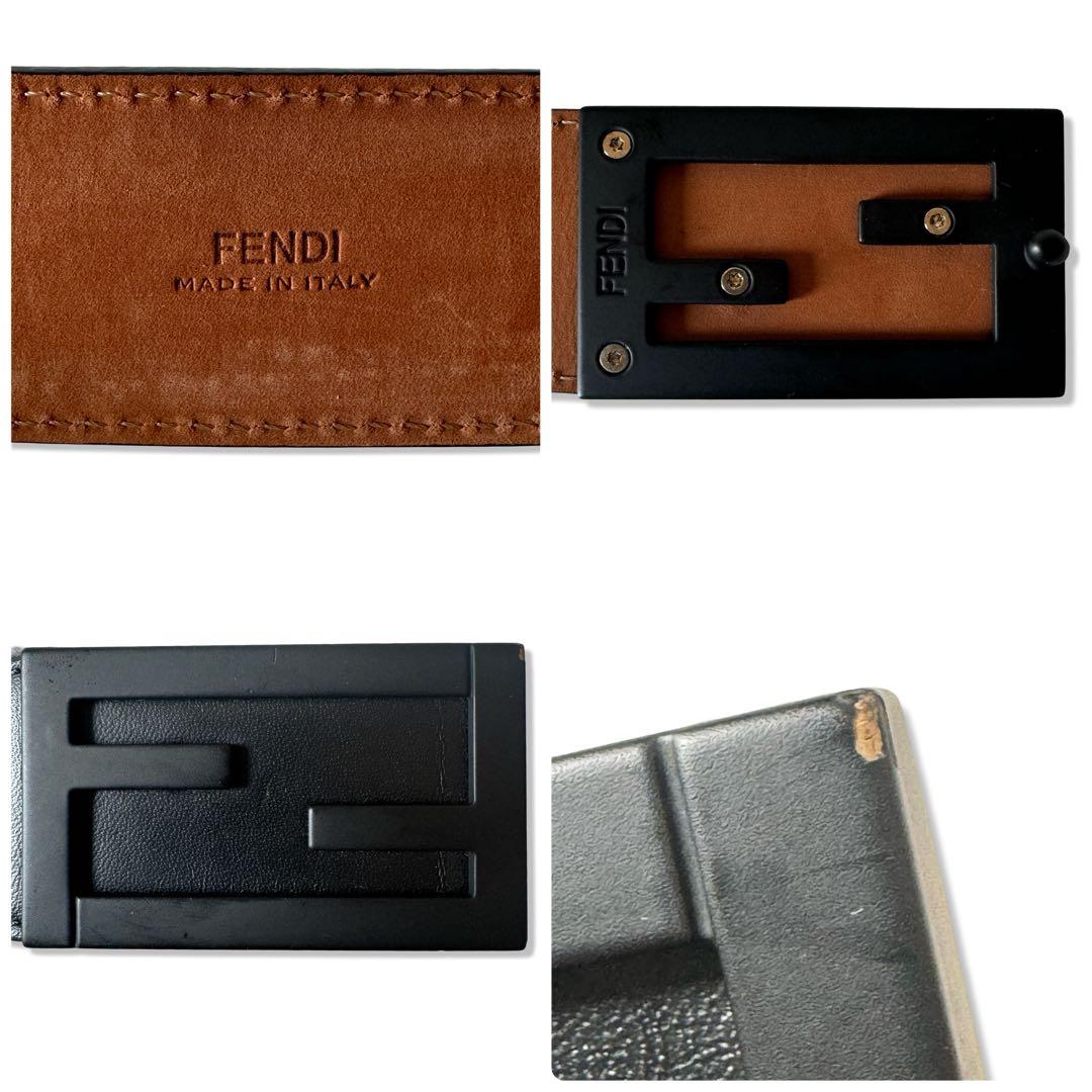 FENDI フェンディ レザー FF 85 ベルトブラック メンズ