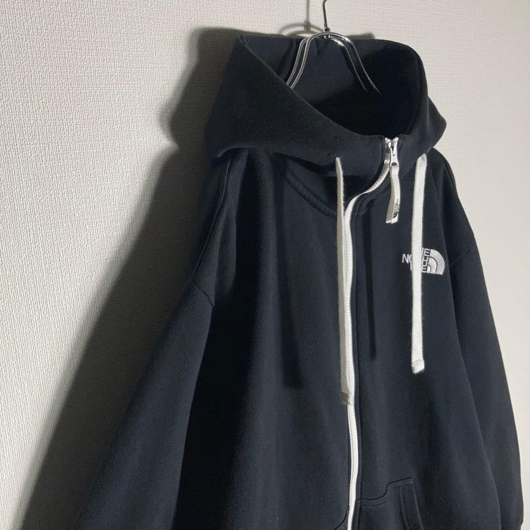 THE NORTH FACE フルジップパーカー フードロゴ 黒 XL.