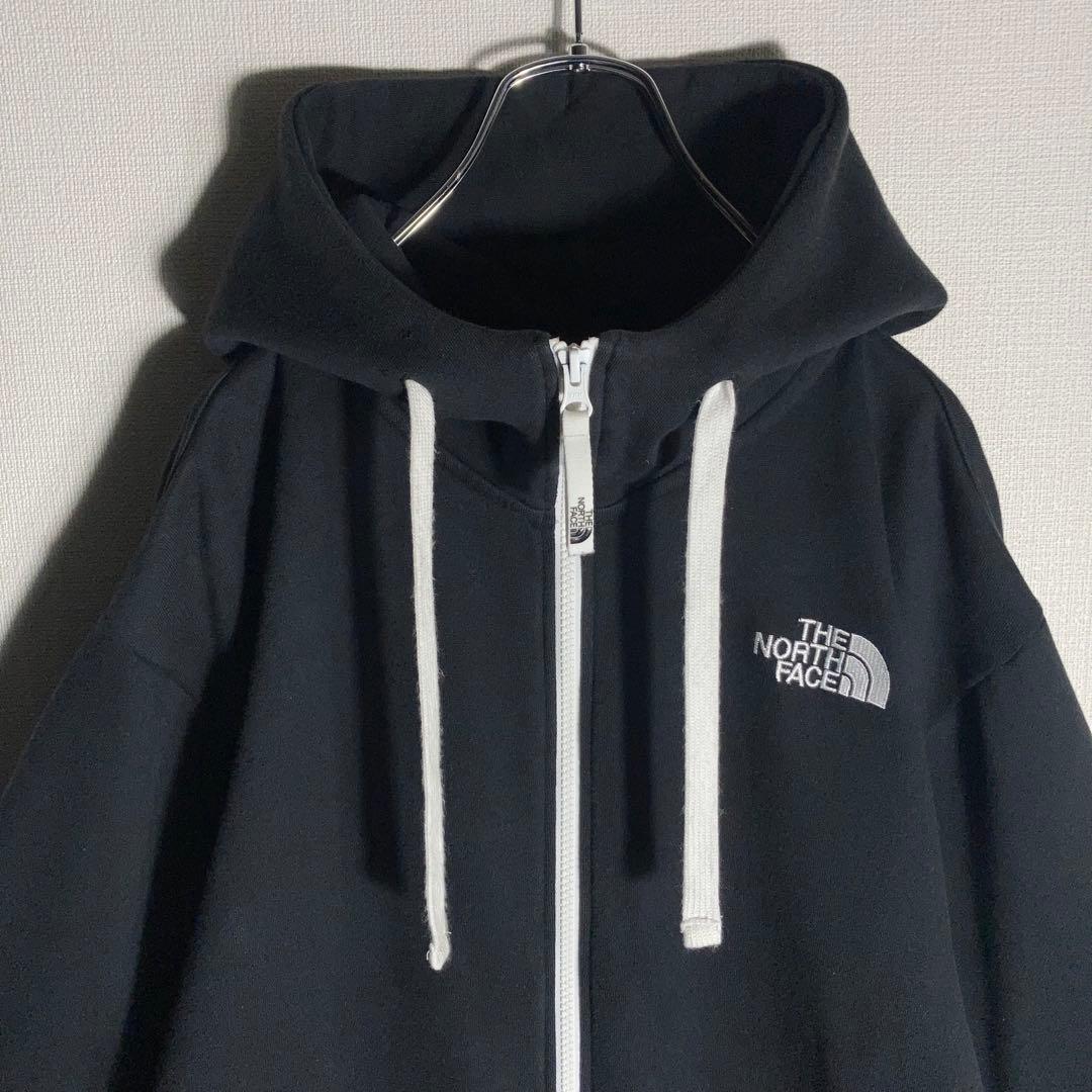 THE NORTH FACE フルジップパーカー フードロゴ 黒 XL.