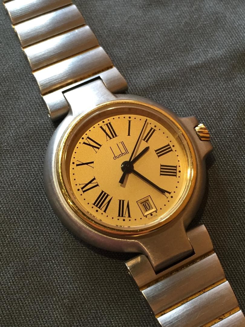 完動美品 dunhill ダンヒル ミレニアム 腕時計 金銀コンビ 電池交換済