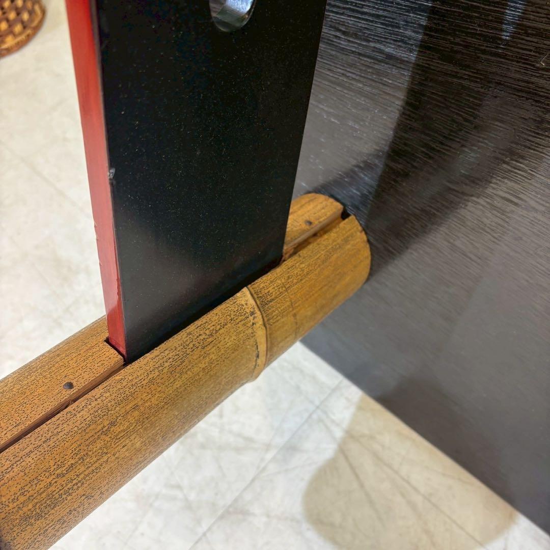 ローテーブル ちゃぶ台　茶室　赤天板　竹脚　和室　ローテーブル