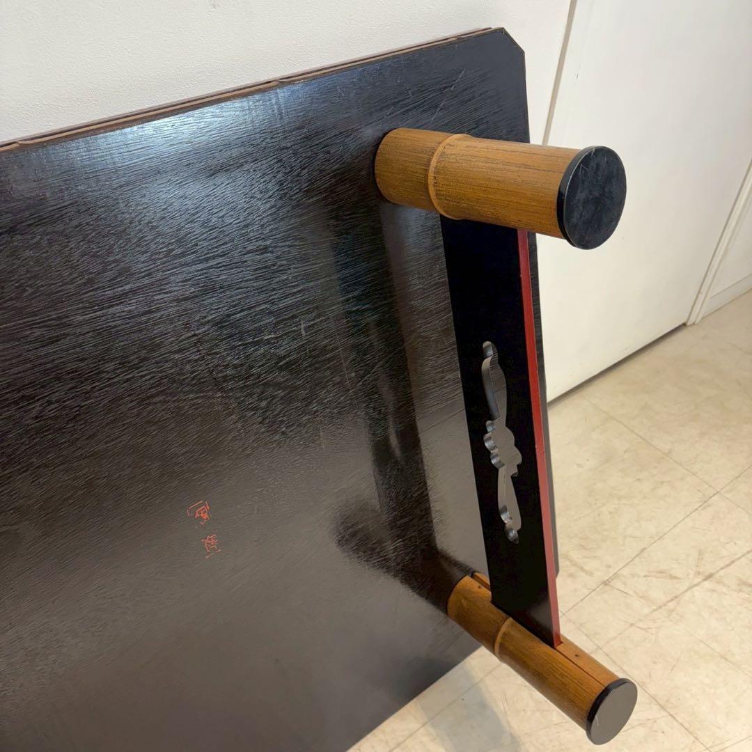 ローテーブル ちゃぶ台　茶室　赤天板　竹脚　和室　ローテーブル