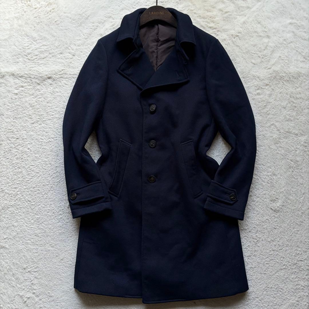 【美品】アルマーニコレツォーニ チェスターコート 中綿入り ネイビー XL 希少