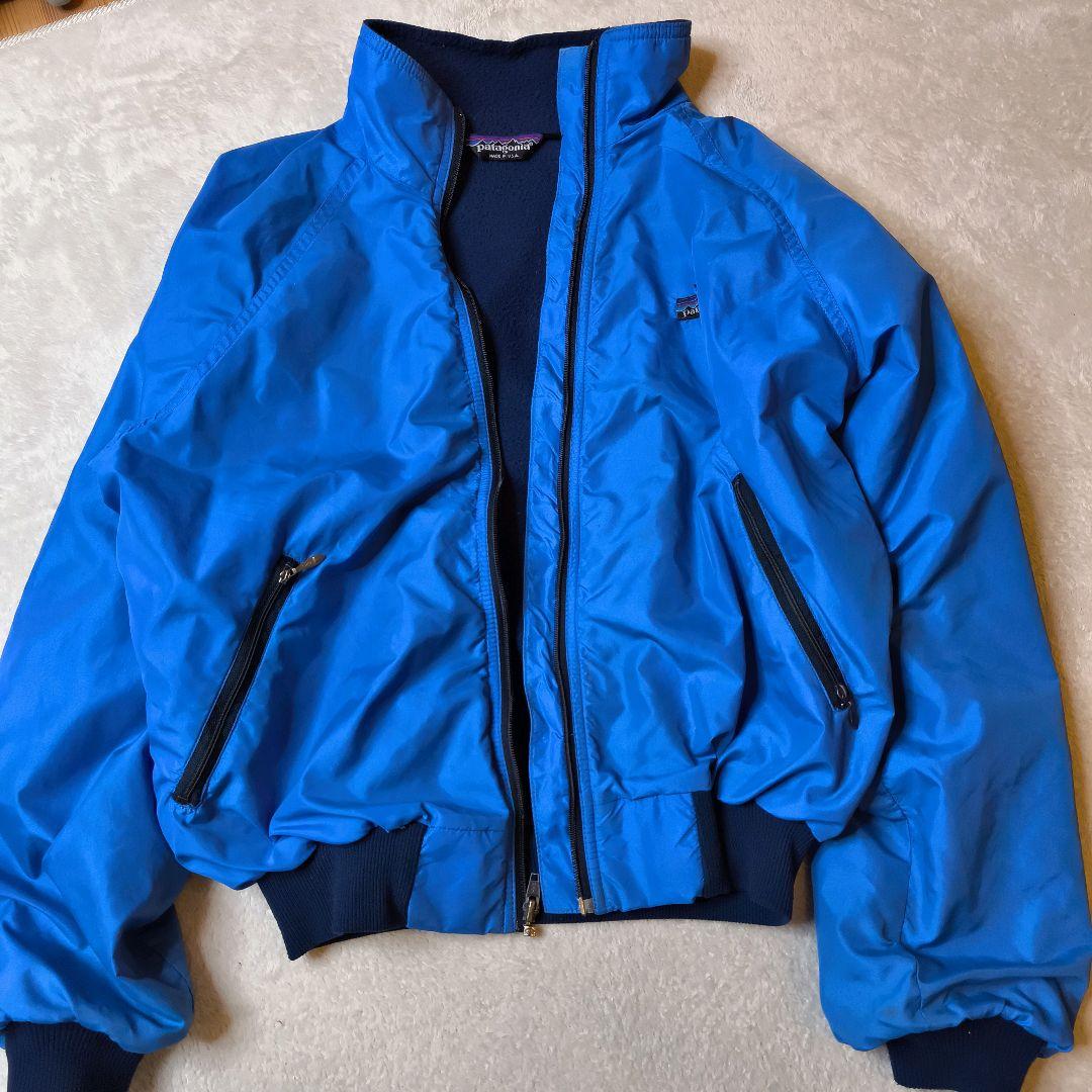 ​希少 リペア USA製 80s パタゴニア シェルドシンチラジャケット 青 S