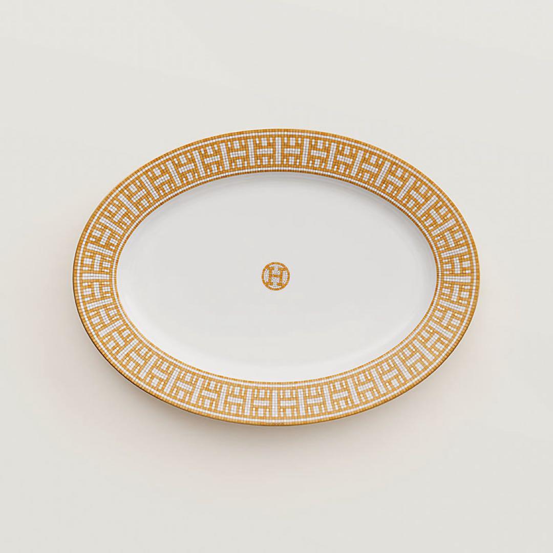 エルメス:オーバルプラッター 〈モザイク 24〉 ゴールド PM