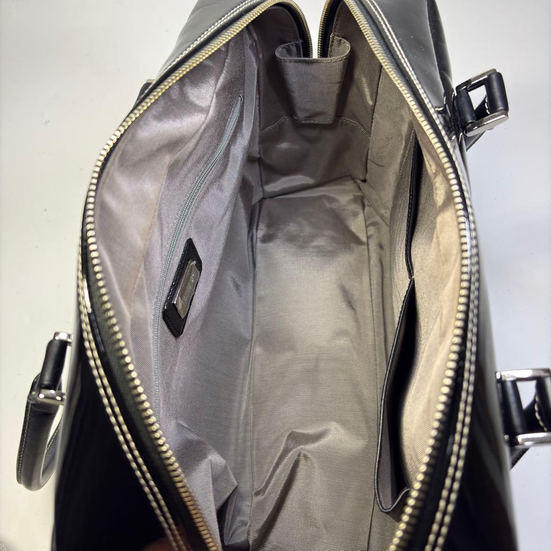 極美品濱野 ハマノ ハンドバッグ セレブボストン エナメル加工 肩掛けブラック