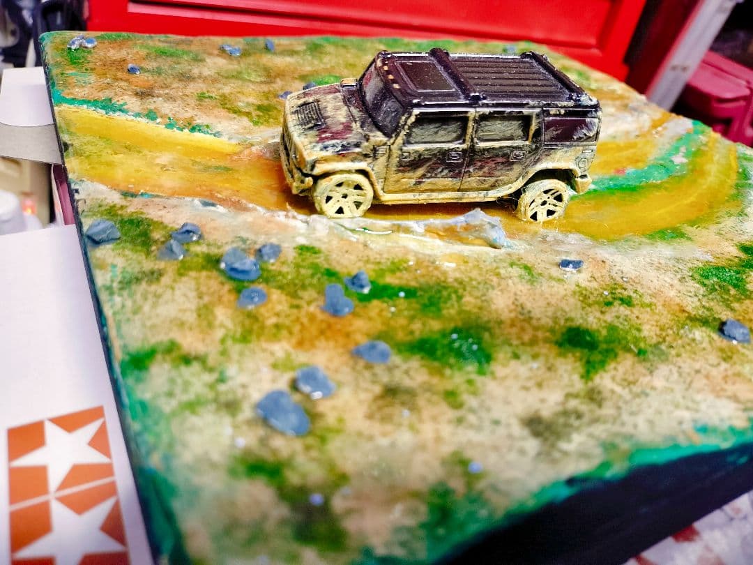 レジンアートジオラマ『オフロード・マッドランナー』 泥だらけSUV 壁掛けアート