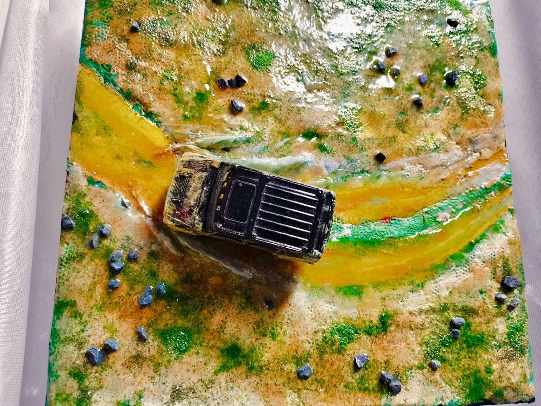 レジンアートジオラマ『オフロード・マッドランナー』 泥だらけSUV 壁掛けアート