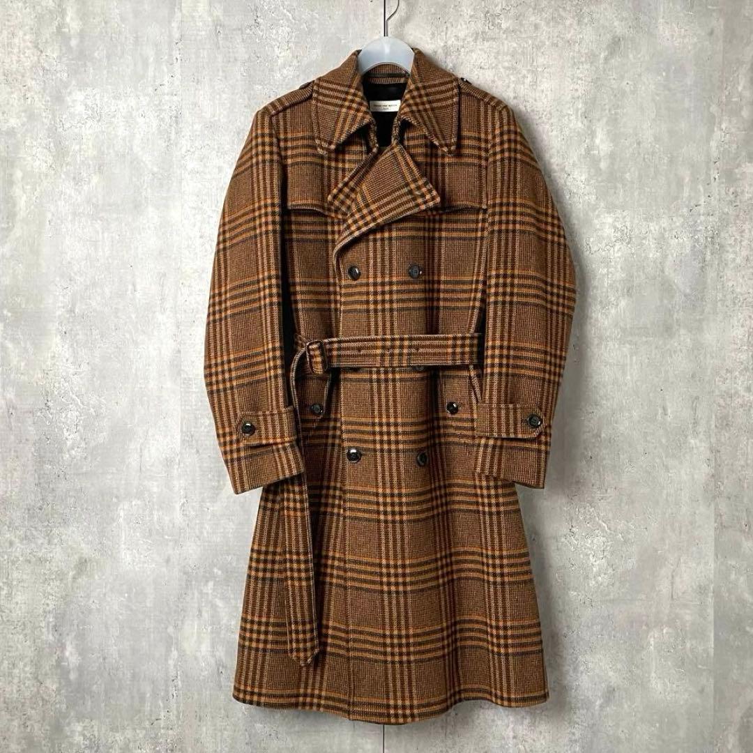 23aw Dries Van Noten ガンクラブチェック ダブルロングコート