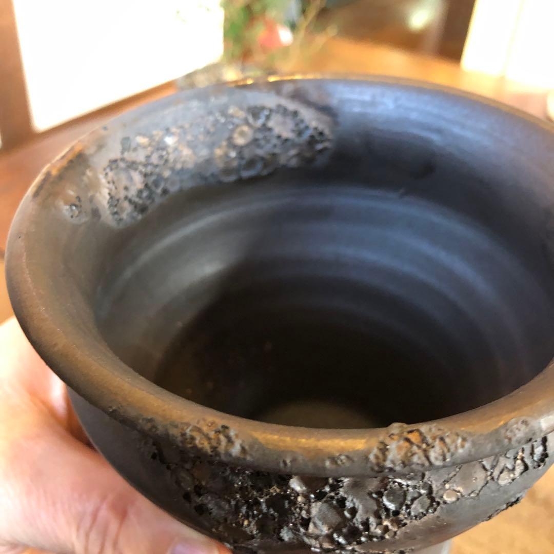 ￼作家物　￼銀河　黒色陶器植木鉢 ￼ 1つ