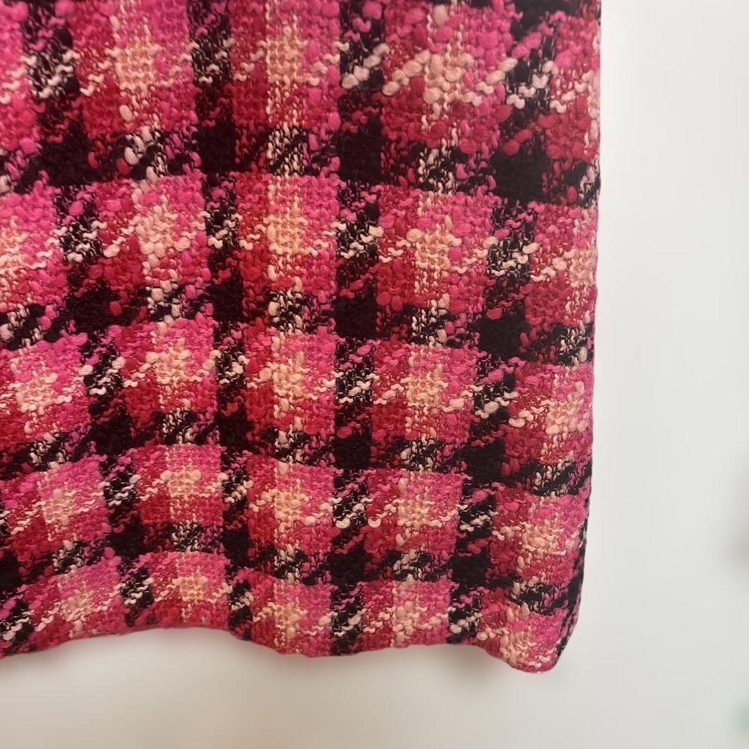 ドゥロワー　ウール　ツイードチェック柄スカート　３８サイズ