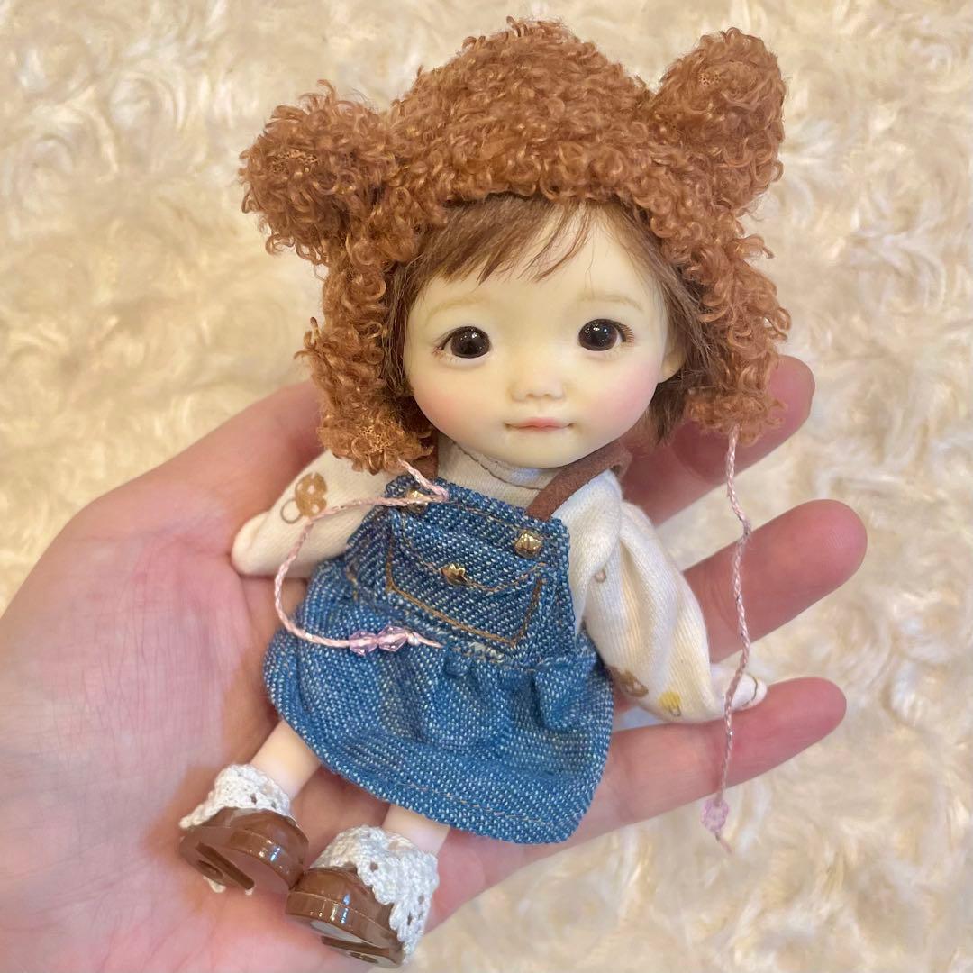 樹脂粘土ドール　もこもこクマフード　女の子