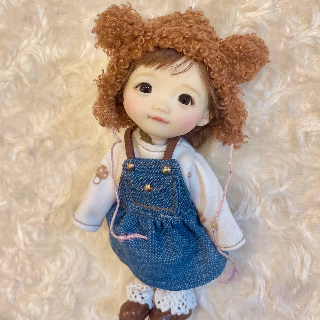 樹脂粘土ドール　もこもこクマフード　女の子