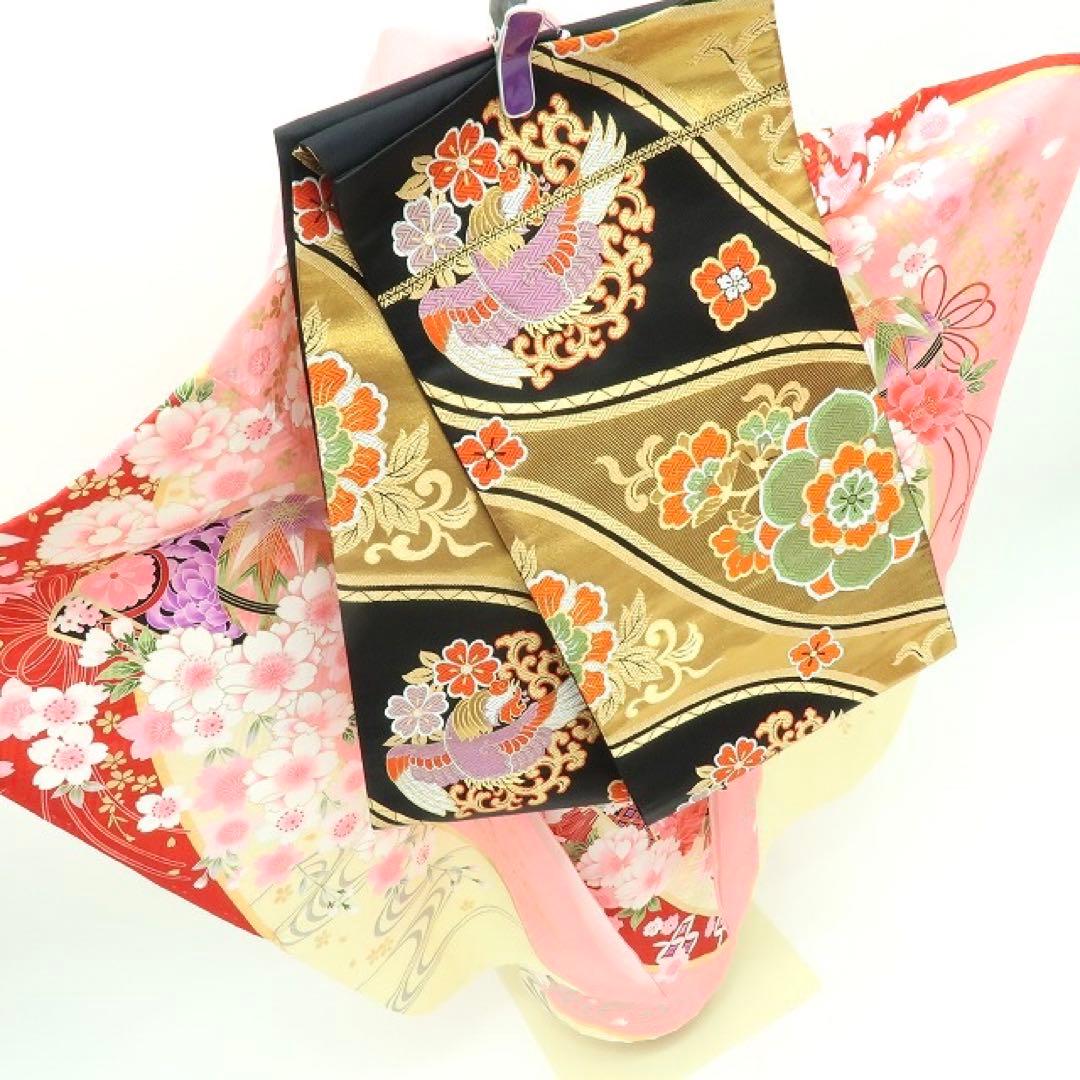 新品 正絹 七五三 ７歳 刺繍 四つ身着物・襦袢 ２点セット B14