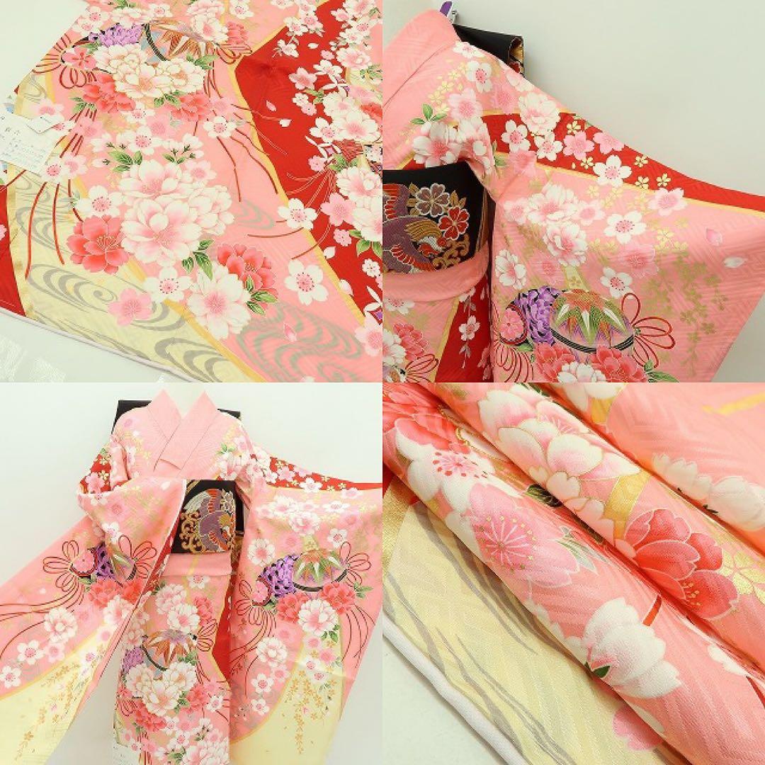 新品 正絹 七五三 ７歳 刺繍 四つ身着物・襦袢 ２点セット B14