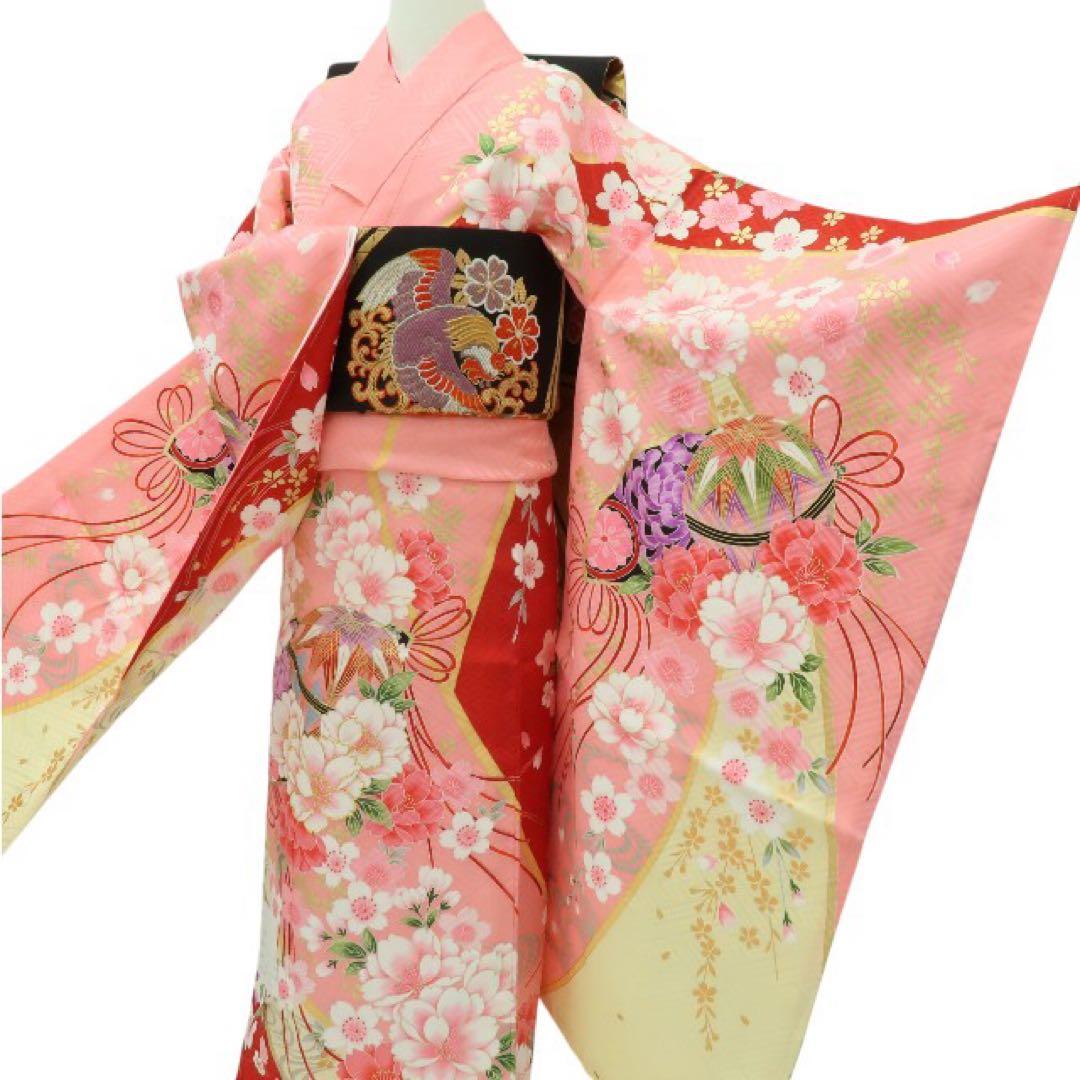 新品 正絹 七五三 ７歳 刺繍 四つ身着物・襦袢 ２点セット B14