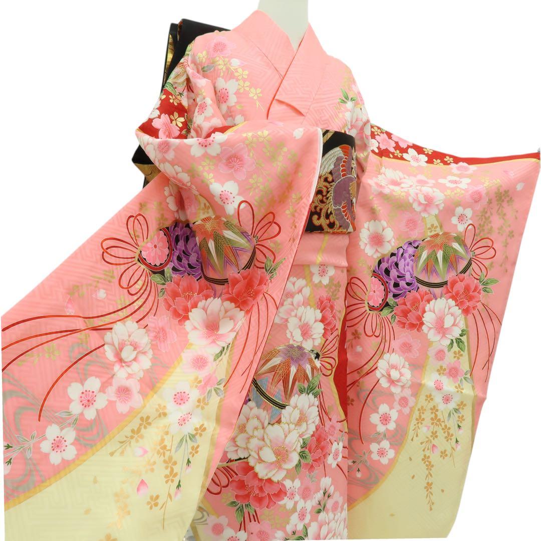 新品 正絹 七五三 ７歳 刺繍 四つ身着物・襦袢 ２点セット B14