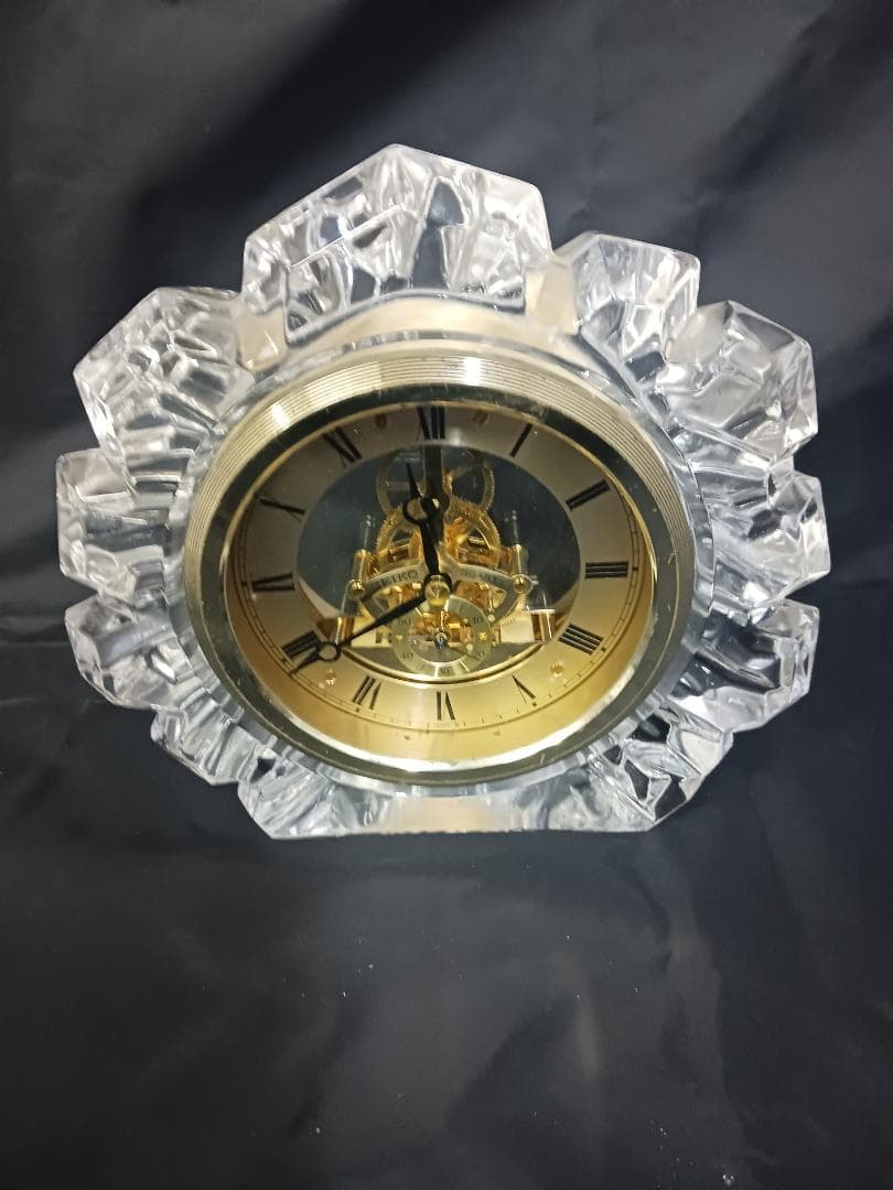 セイコーガラス置時計 AW510S 動作確認済み クリスタルガラス 昭和レトロ