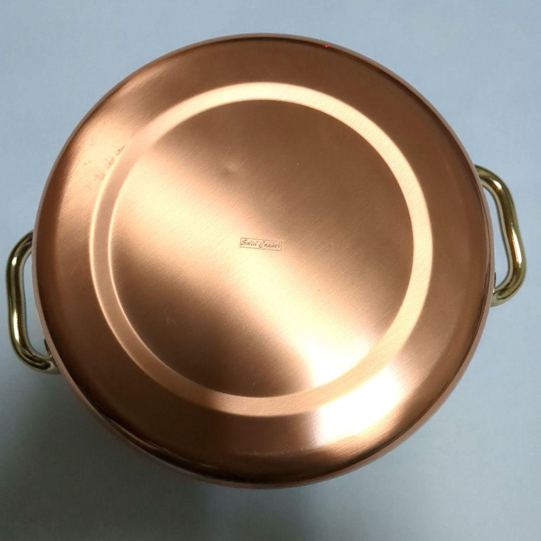 【極美品】純銅製 燕三条 鈴木製作所 槌目 両手鍋 24cm 純銅輝