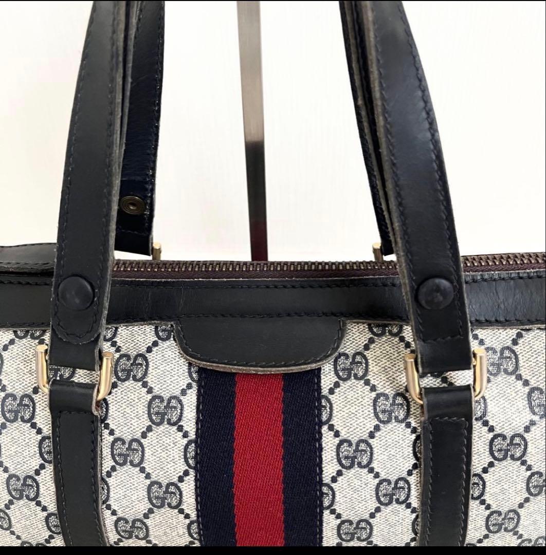 希少GUCCIヴィンテージ ボストンバッグ シェリーライン GG柄　持ち手調整可