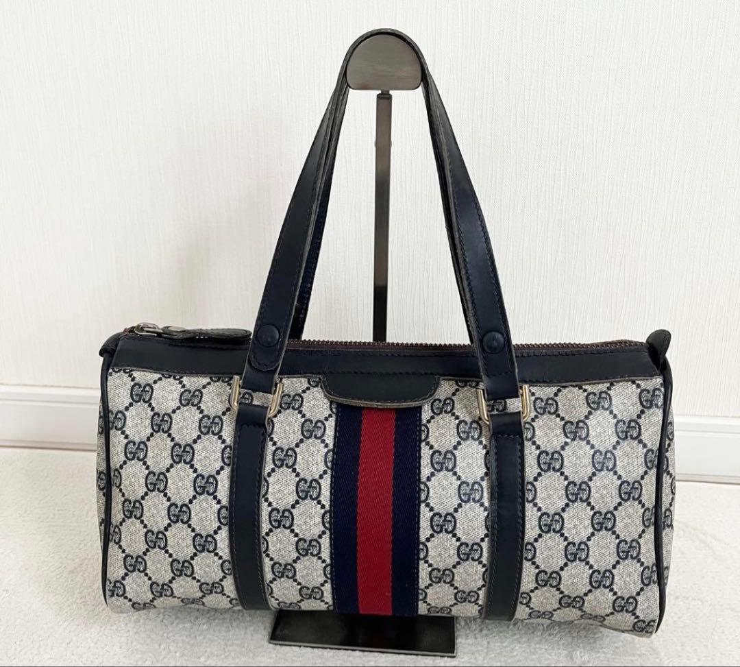 希少GUCCIヴィンテージ ボストンバッグ シェリーライン GG柄　持ち手調整可