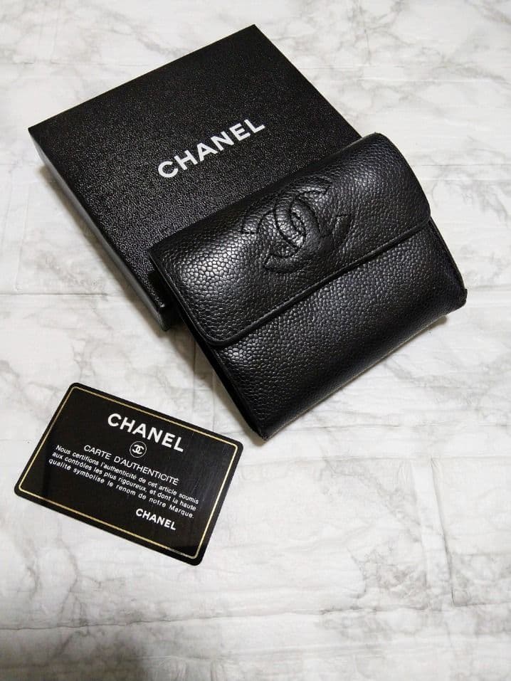 【綺麗】シャネル キャビア ココマーク 三つ折り財布
