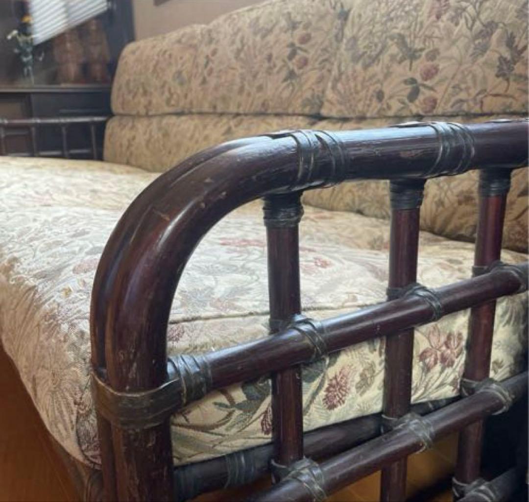 【ときや様】ヴィンテージラタン ヤマカワラタン 山川ラタン 籐 ラタンソファ