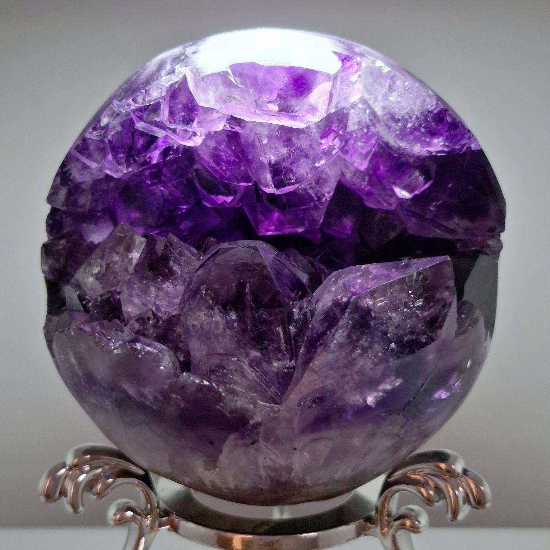 アメジスト クラスター 笑口 スフィア　台座付き