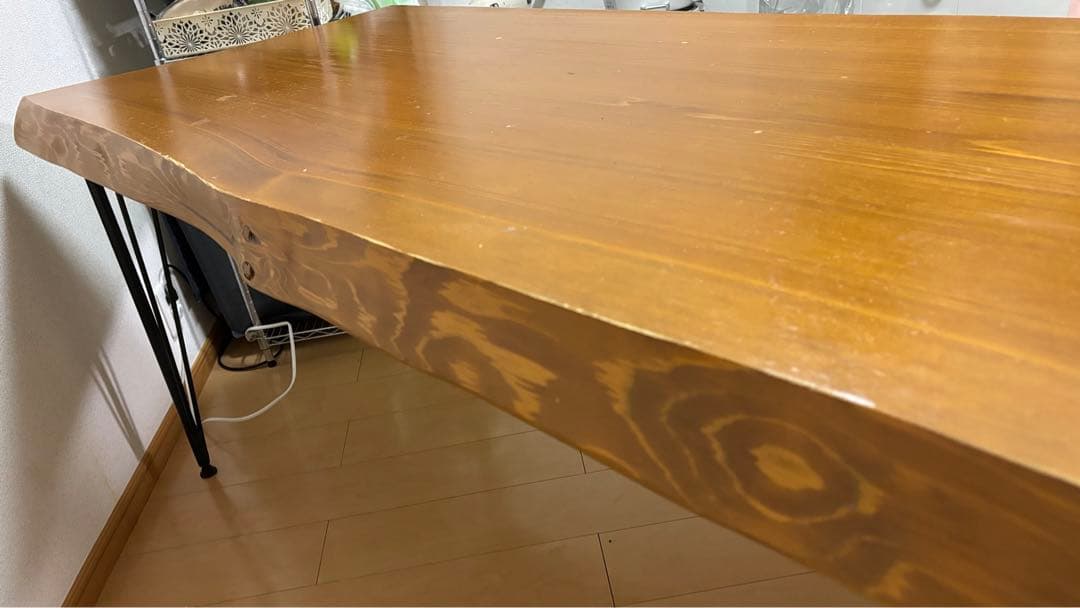 一枚板　脚付きダイニングテーブル　193cm×77cm
