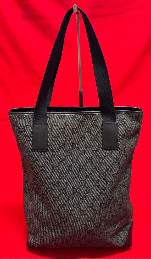 本物.美品　GUCCI グッチ　キャンバス×革　カバン　バッグ　黒　通勤通学