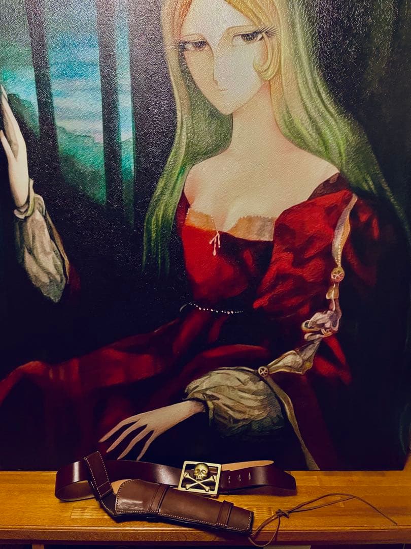 極美品 戦士の銃 コスモドラグーン ガンベルト 本革 HWS 真鍮スカルバックル