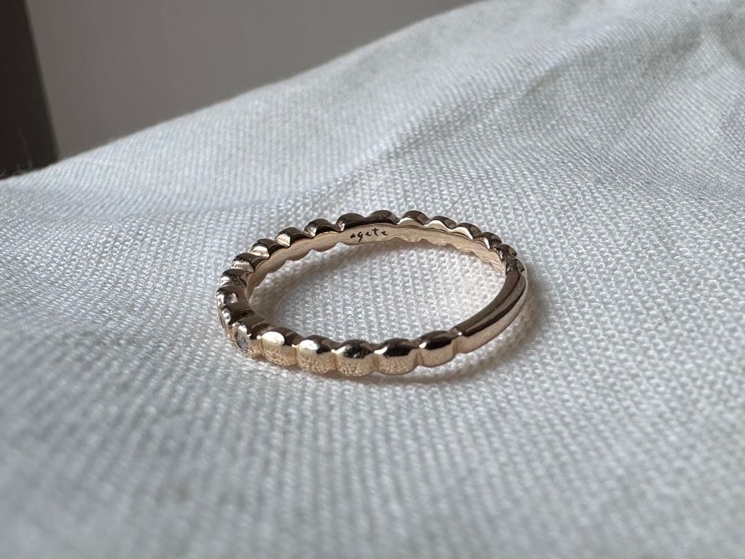 agete アガット　K10 ダイヤモンド　フリルリング　7号　11石