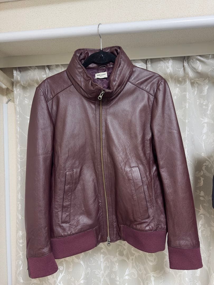 SAINT LAURENT バーガンディ レザージャケット