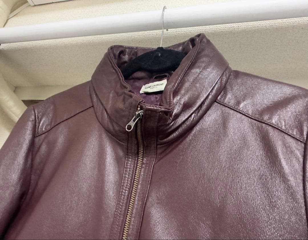 SAINT LAURENT バーガンディ レザージャケット