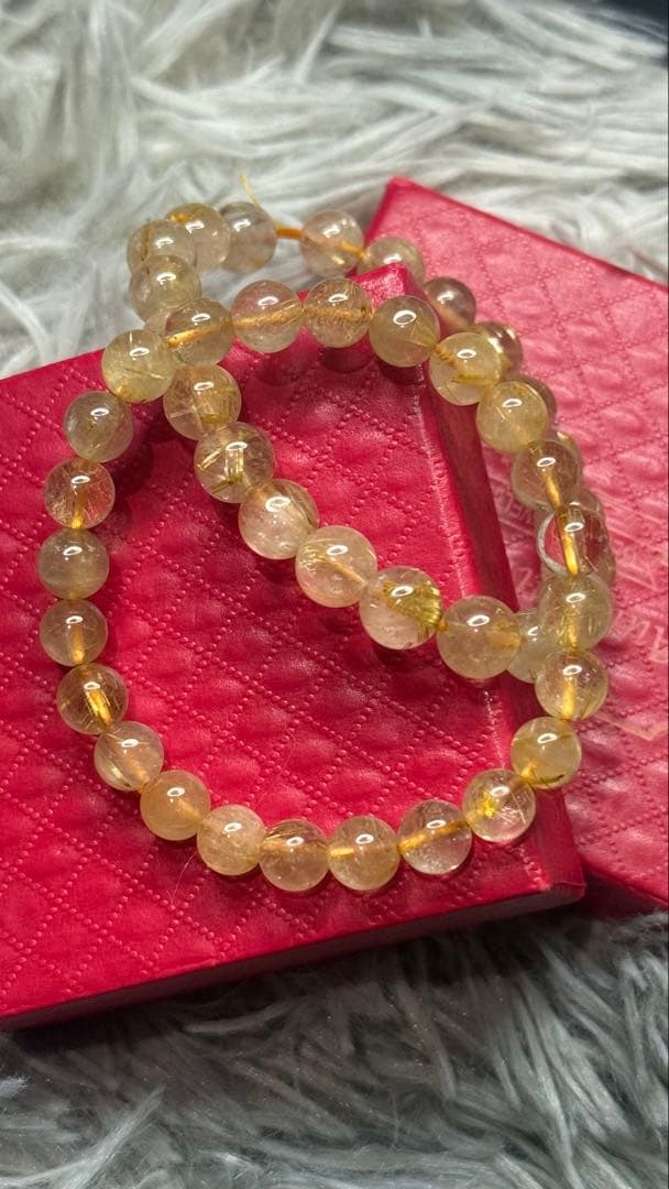 ゴールドルチルクォーツペアブレスレット 天然石パワーストーン男女兼用 カップル