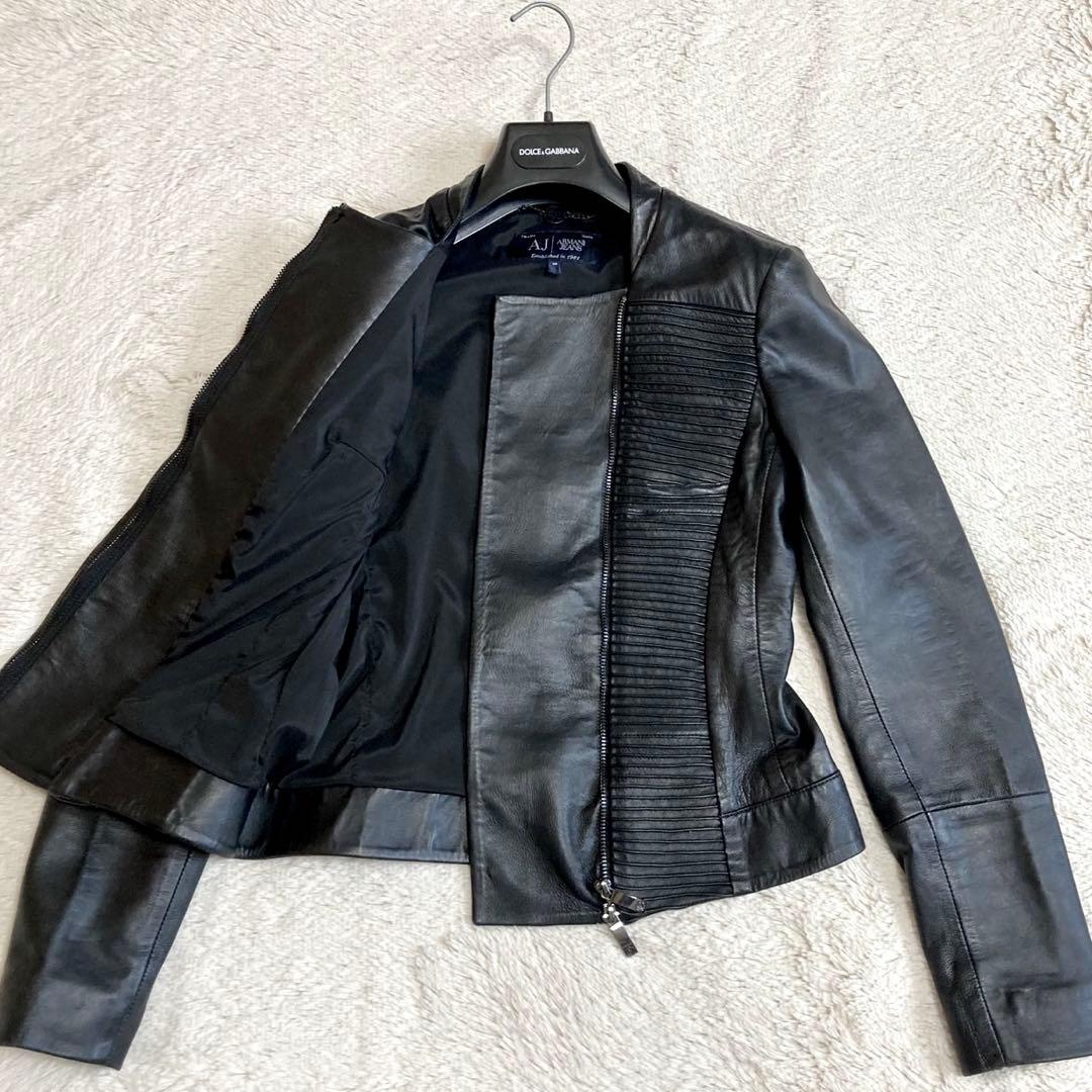 美品 ARMANI アルマーニ バイカー 変形 レザージャケット ライダース