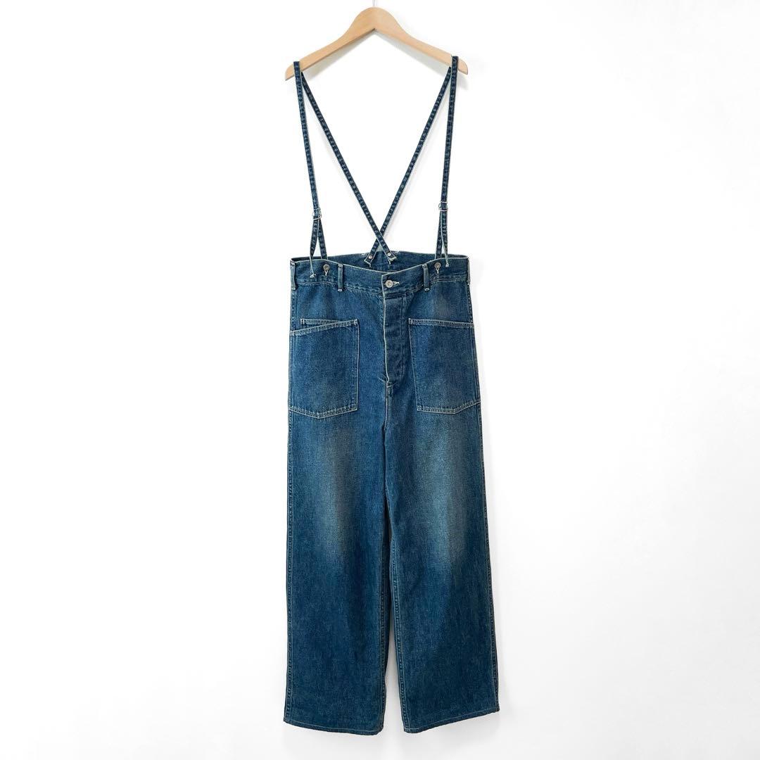 美品 Johnbull 11ozデニムサスペンダーアーミーパンツ ストレート