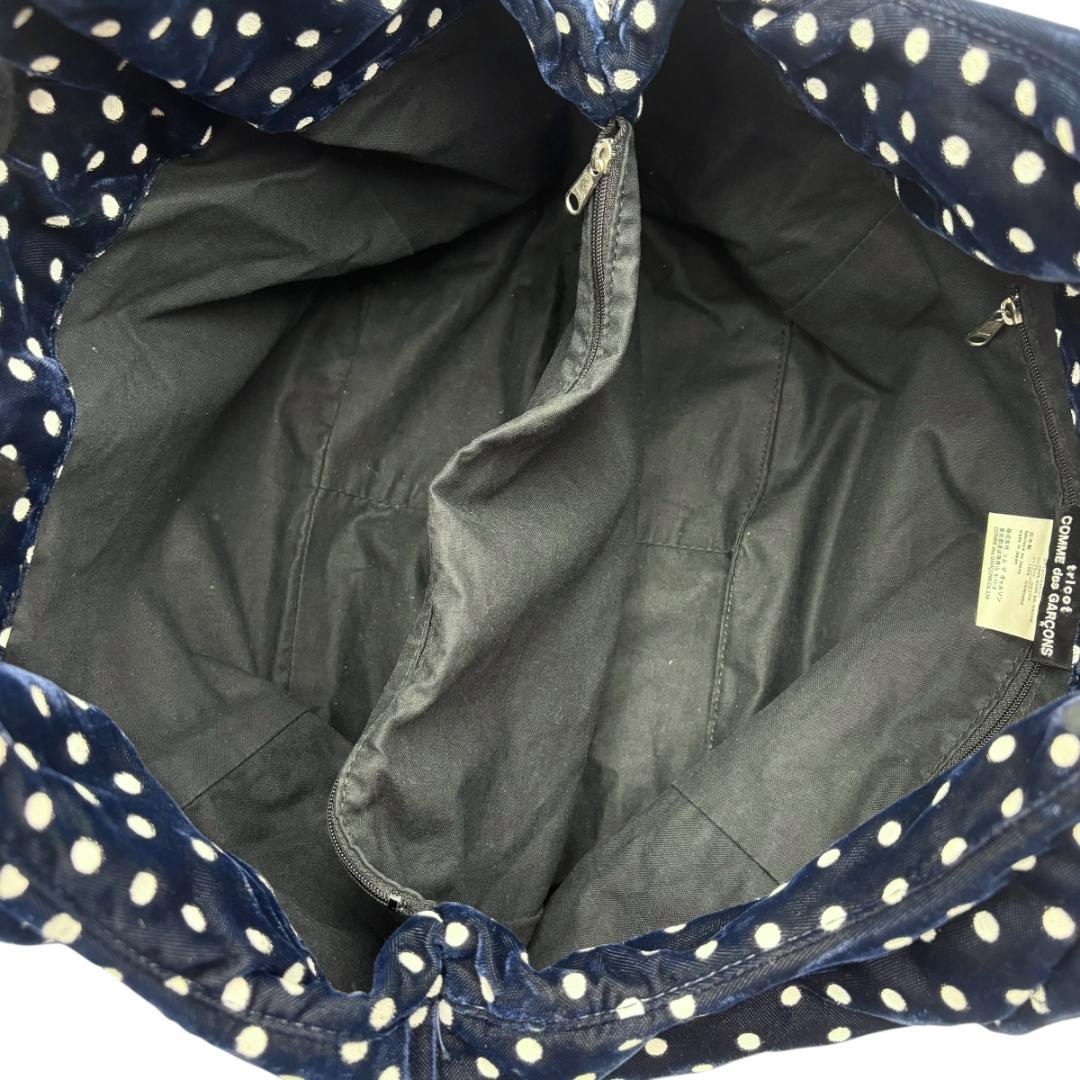 コムデギャルソン tricot　トートバッグ　ショルダー　A4 ドット　ベロア