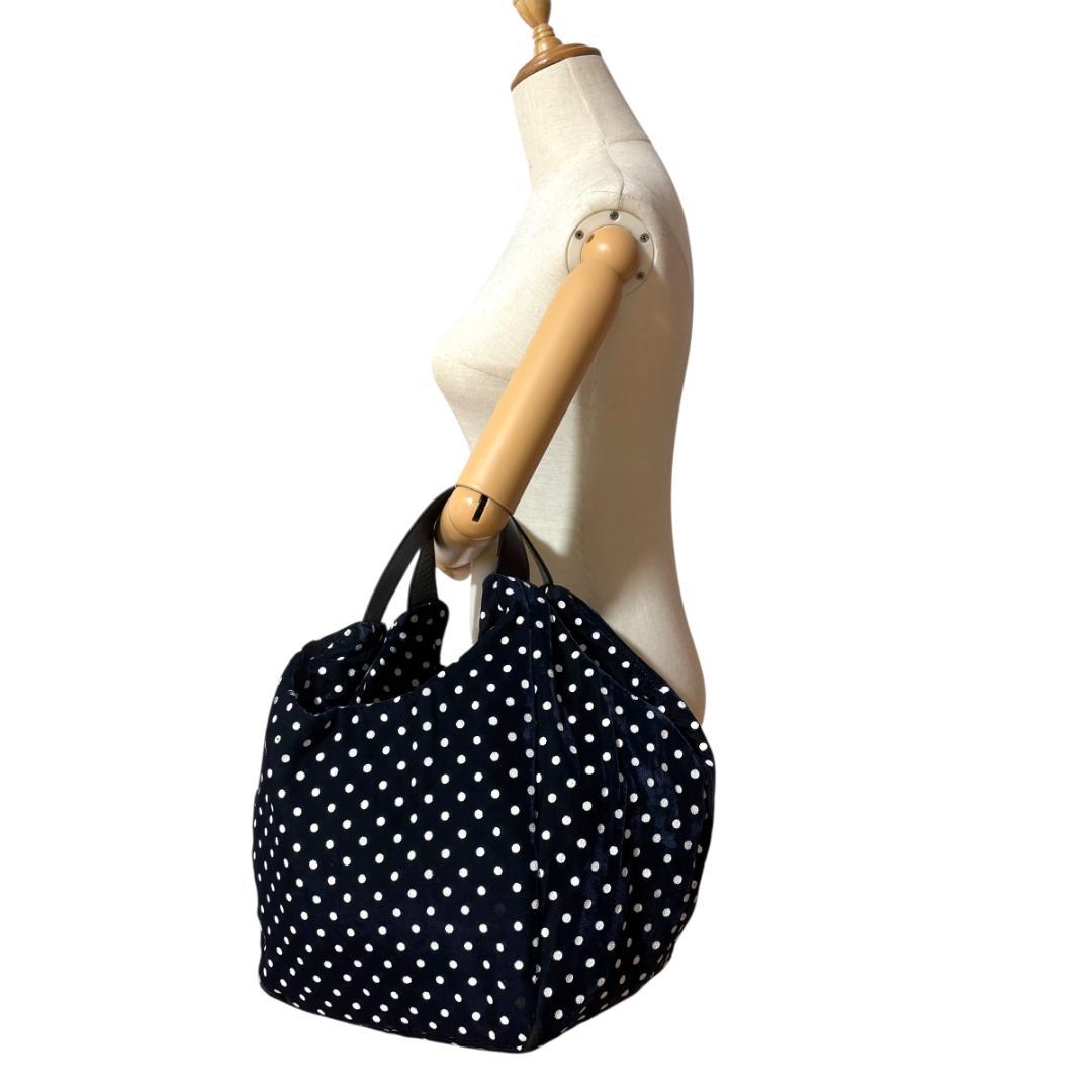 コムデギャルソン tricot　トートバッグ　ショルダー　A4 ドット　ベロア