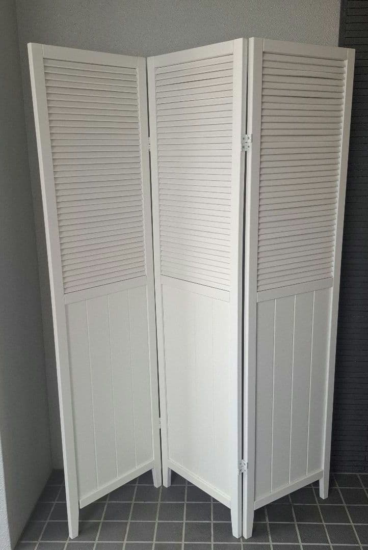 東谷○間仕切り/パーテーション/3連/木製/天然木/白