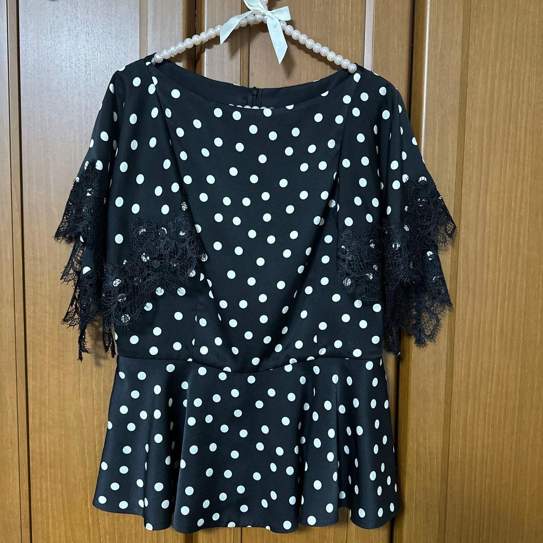LOULOU WILLOUGHBYルルウィルビー サテンドットレースブラウス