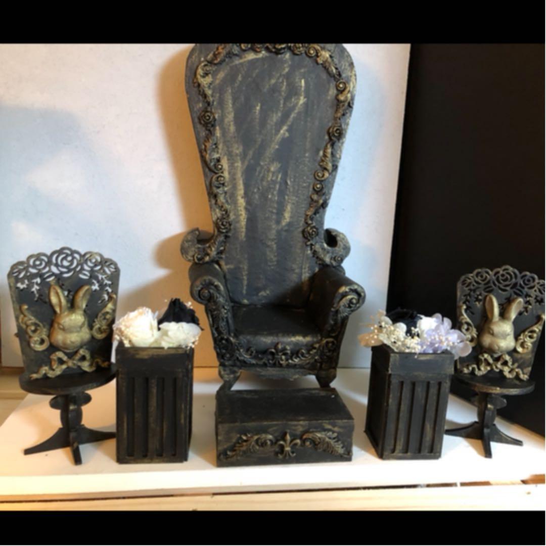 エリちゃん専用❤️姫椅子and足置き小物オブジェ４点セットの豪華ゴシックセット