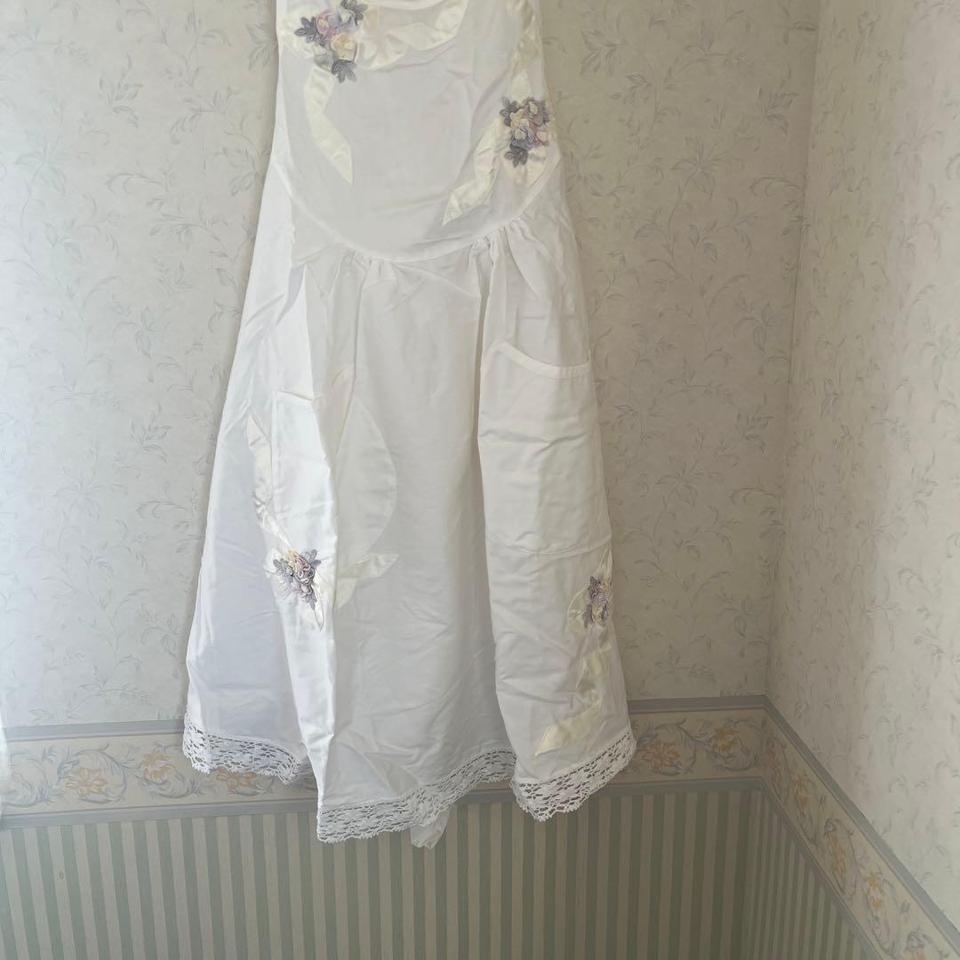 ホワイト花柄刺繍レースエプロン　さえら 母の日