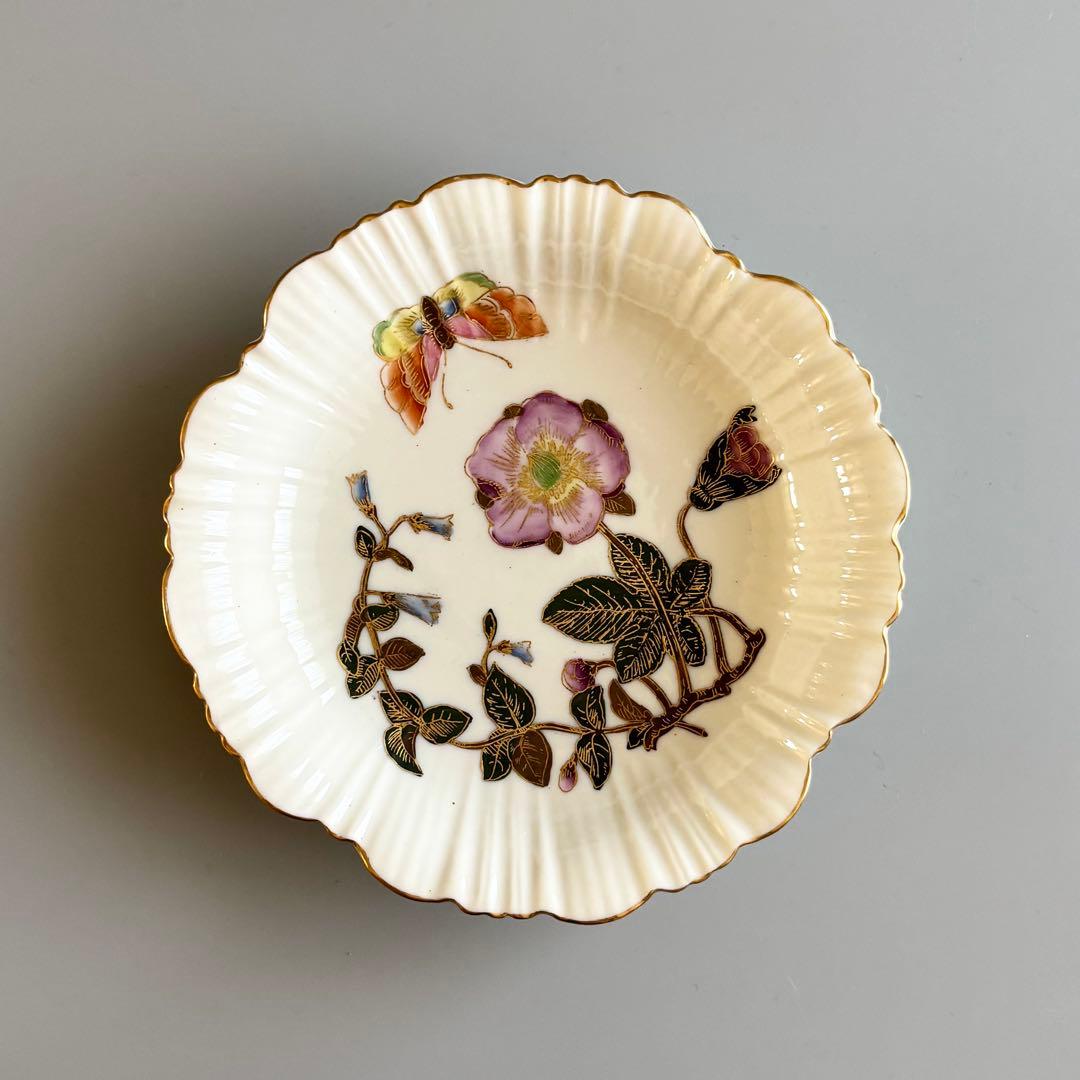 英国製アンティーク　1880年代　ロイヤルウースター　野薔薇と蝶⚫︎特注品・稀少品