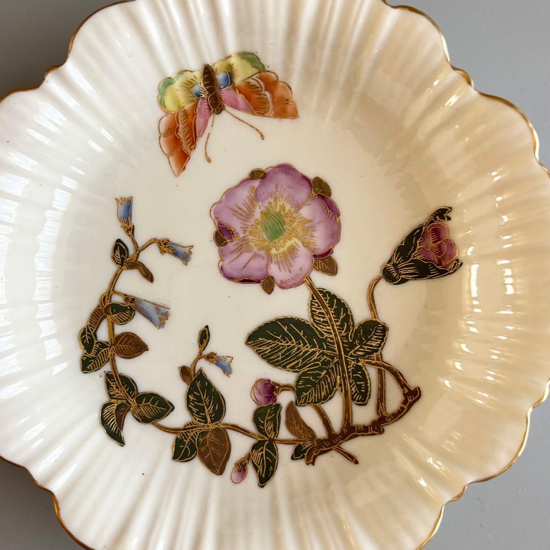 英国製アンティーク　1880年代　ロイヤルウースター　野薔薇と蝶⚫︎特注品・稀少品